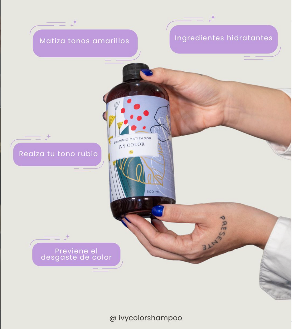 Shampoo Matizador Violeta Ultra Rápido Ivy Color (450 ml) – Rubio Perfecto en 30 Segundos